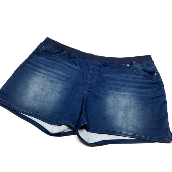 knit waist denim shorts